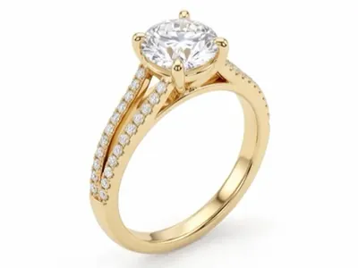 Verlobungsring zu Hause anprobieren 1 Verlobungsring aus Gelbgold mit rundem Stein