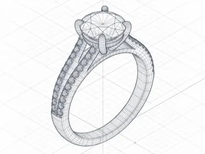 3D-Modell desselben Rings als Drahtgitter
