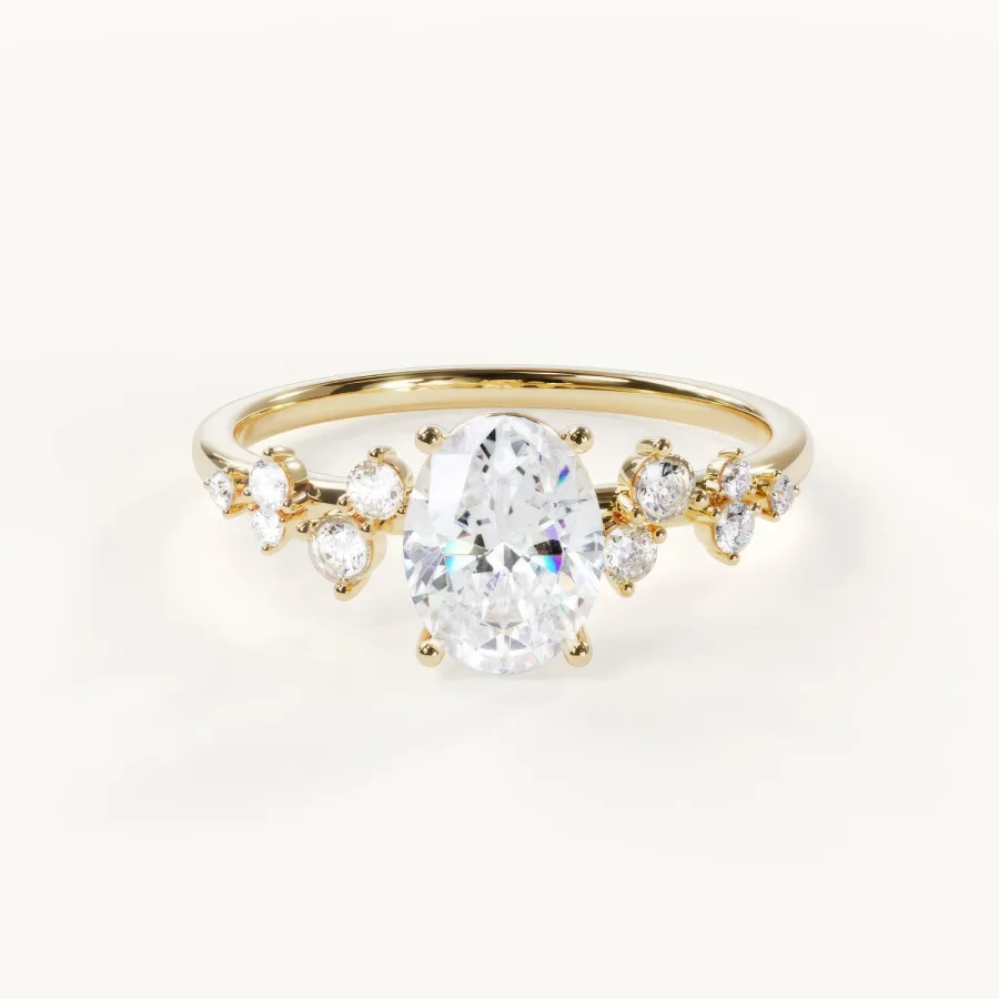 Floral ovaler Ring mit Akzentsteinen