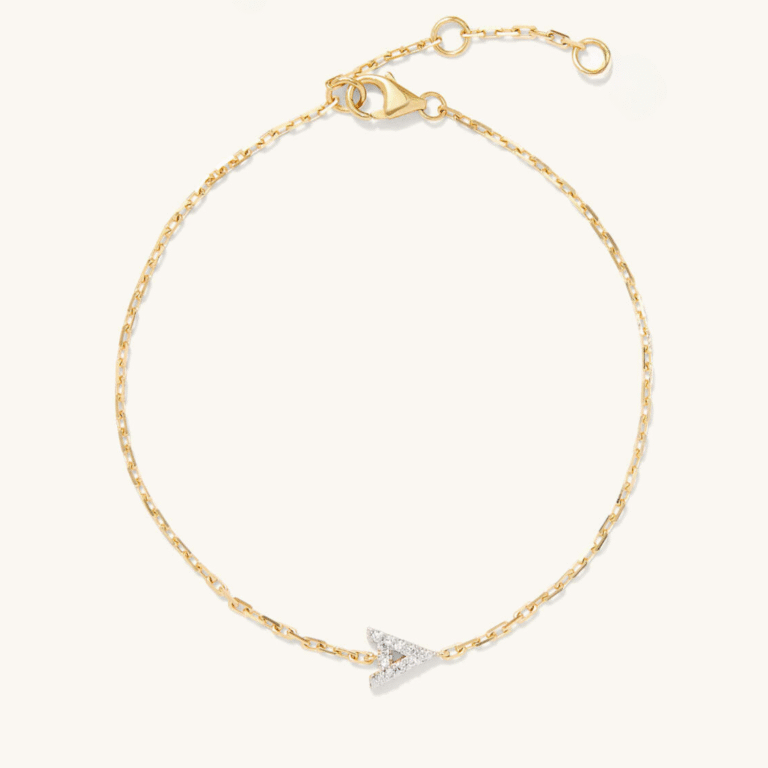 Armband met diamanten initialen van 14-karaats massief goud