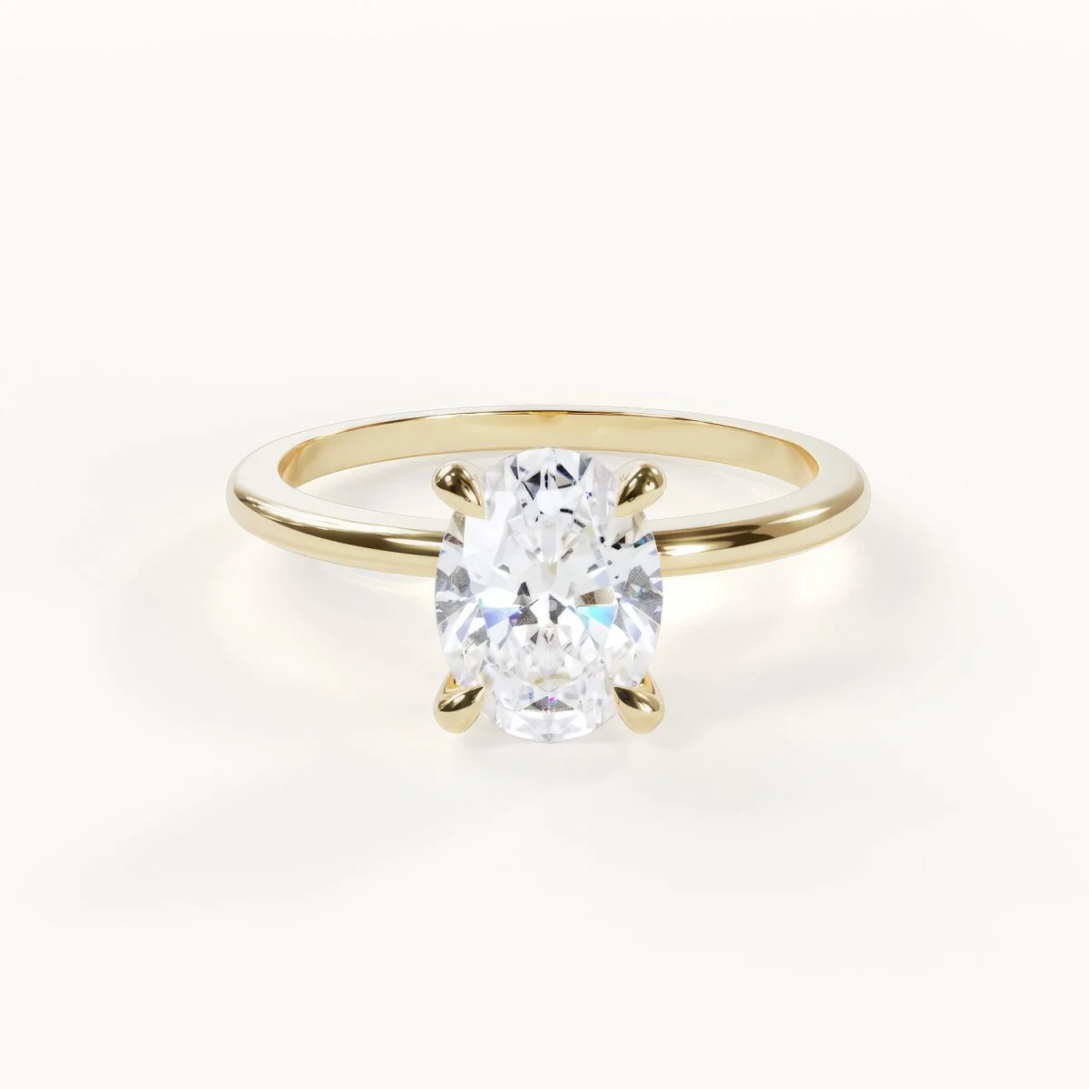 Elegance Solitär Oval Verlobungsring mit Moissanit
