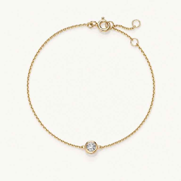 Solitär-Armband in Gelbgold mit rundem Labordiamanten in Zargenfassung
