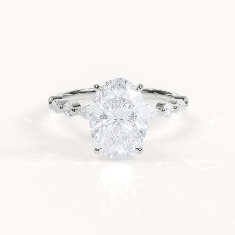 Lumière Éternelle - Oval with Accent Stones - White Gold / Platinum, 2.5 ct.
