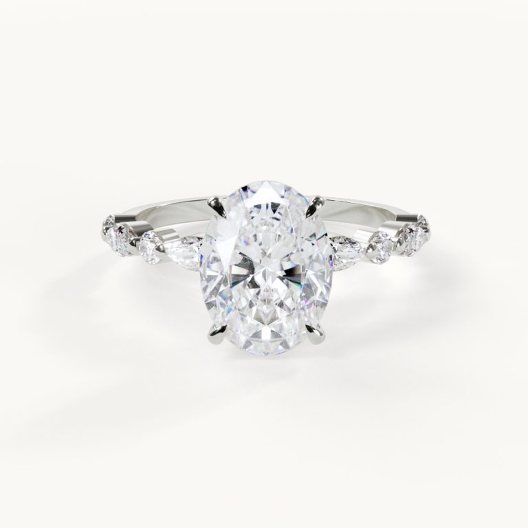 Lumière Éternelle - Oval with Accent Stones - White Gold / Platinum, 2.5 ct.