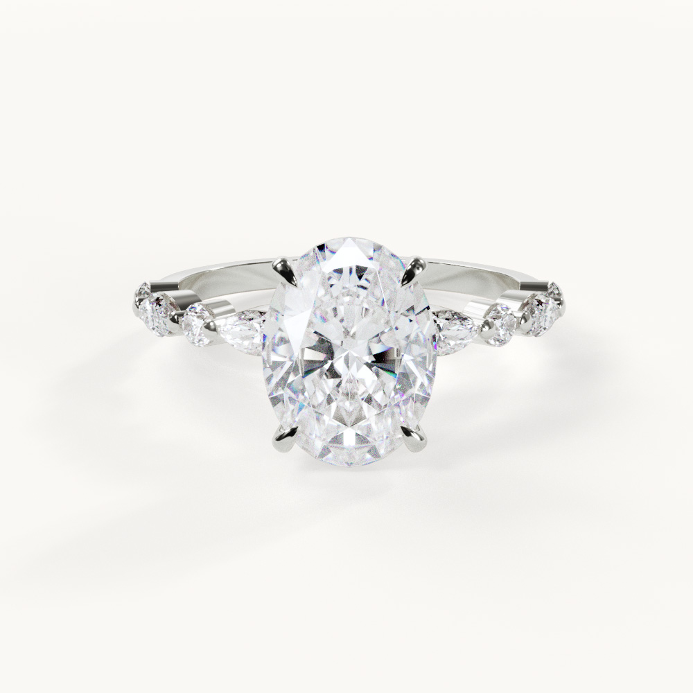 Lumière Éternelle - Oval mit Akzentsteinen - Weißgold / Platin, 2,5 ct.