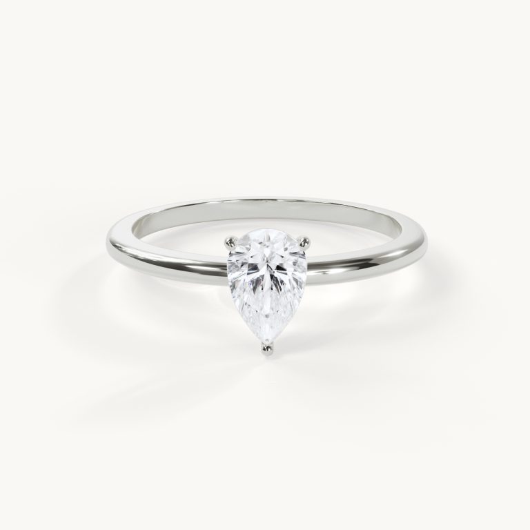 Teardrop-shaped engagement ring in white gold with a 0.5-carat moissanite – Pear Solitaire by Velur