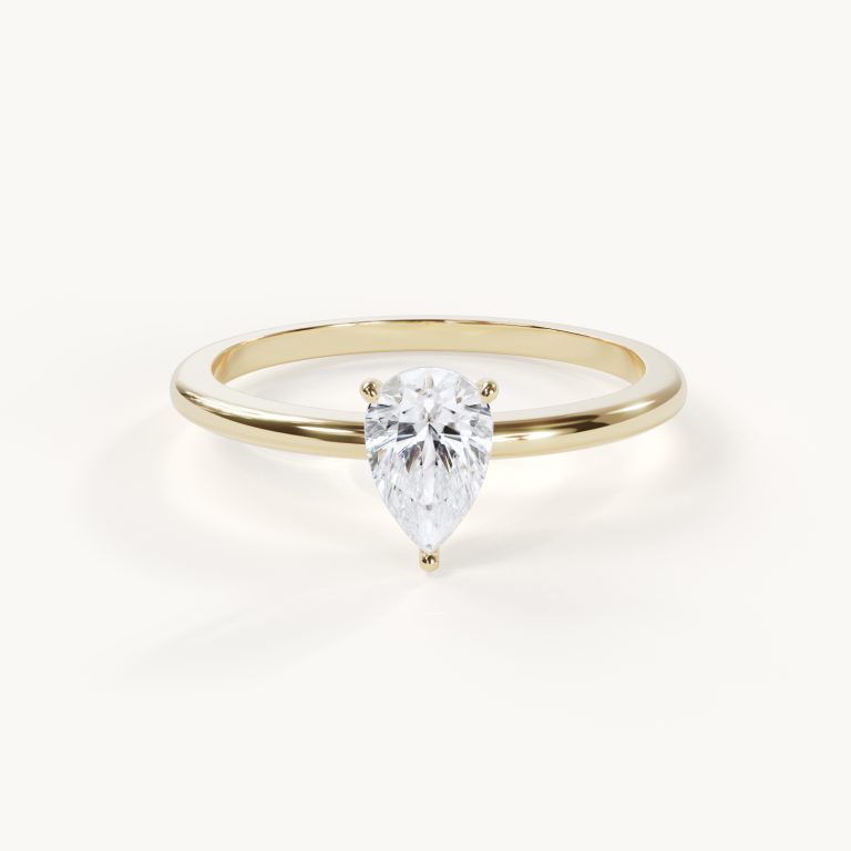 Chérie - Druppelvormige solitaire ring – Druppelvormige verlovingsring van massief goud | Velur
