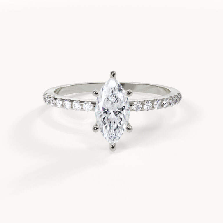 Belle Vivienne - Pavé Marquise Ring - White Gold / Platinum, 1 ct.