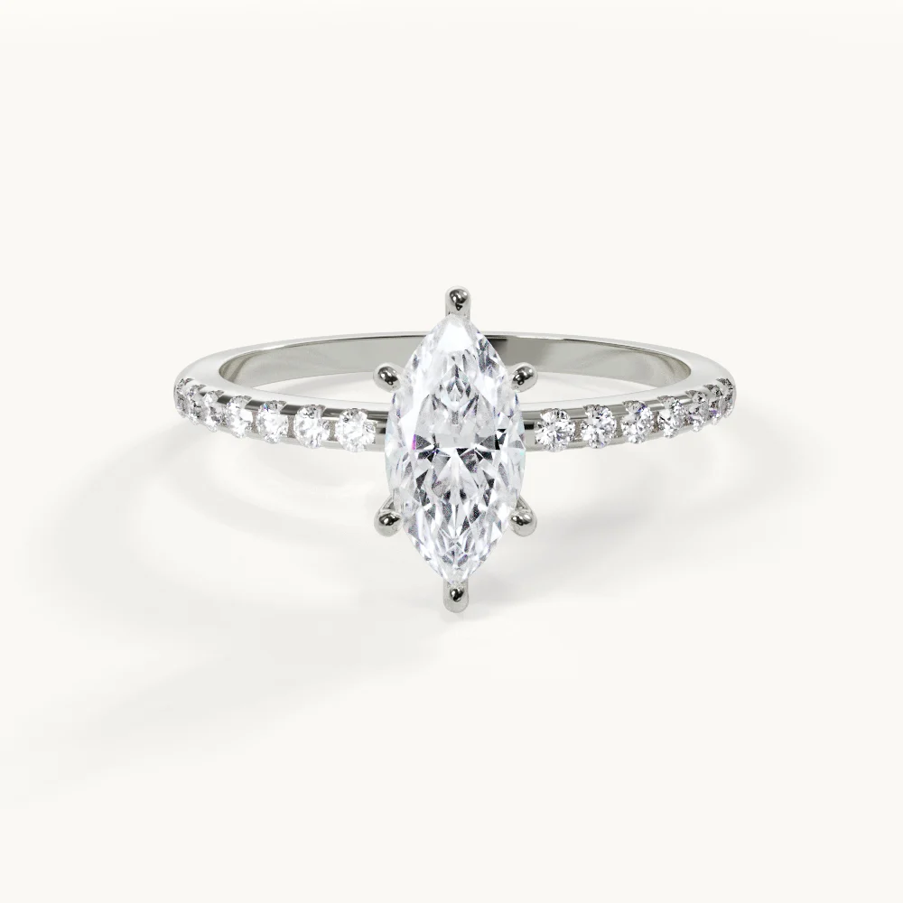 Belle Vivienne - Pavé Marquise Ring - Weißgold / Platin, 1 ct.