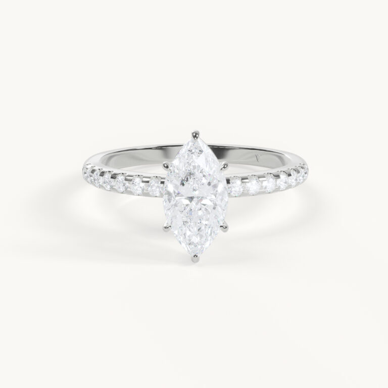 Belle Vivienne - Pavé Marquise Ring - Weißgold / Platin, 1 ct.