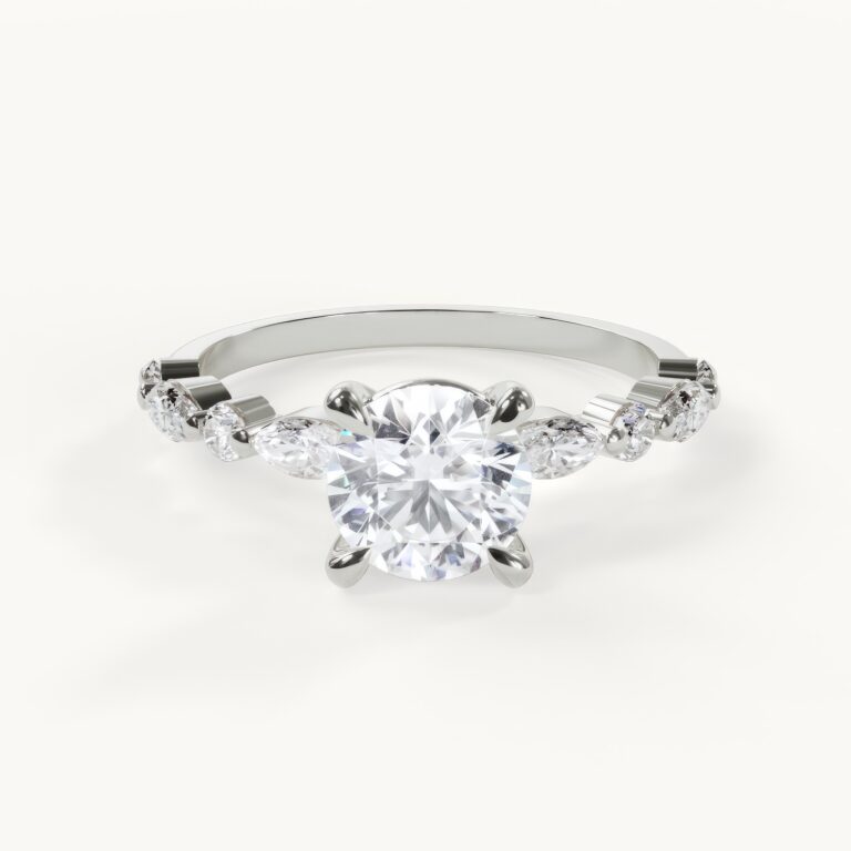 Elegant diamond ring with a silver setting