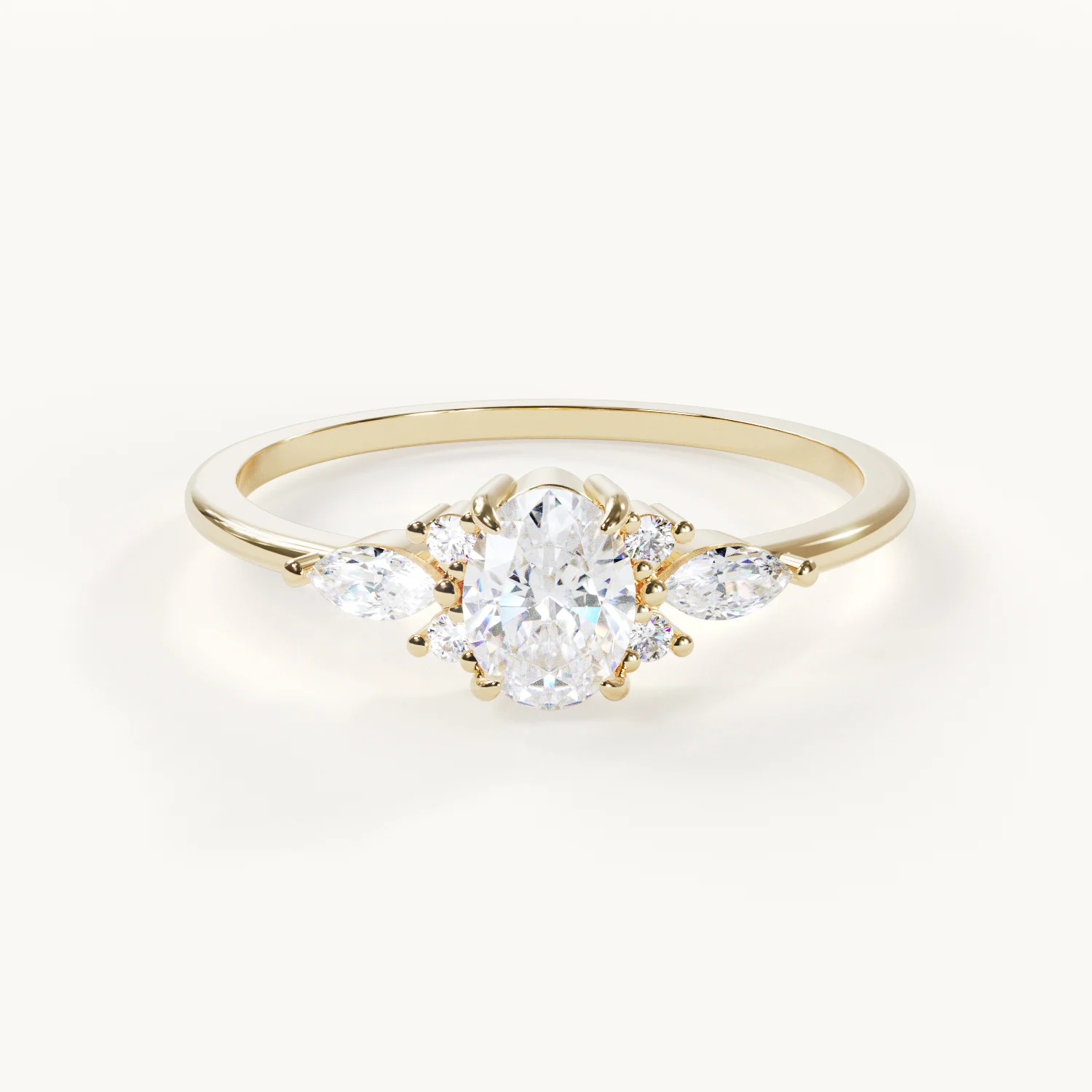 Muse Lumiere Verlobungsring von Velur - Ovaler Verlobungsring mit Akzentsteine 0,5 carat
