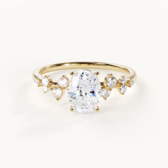 Homepage NEW disign 5 Floral – Oval Engagement Ring with Accent Stones by Velur (Main View)