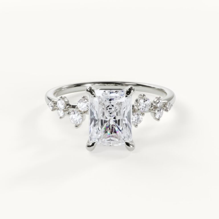 Elegant diamond ring with a rectangular stone
