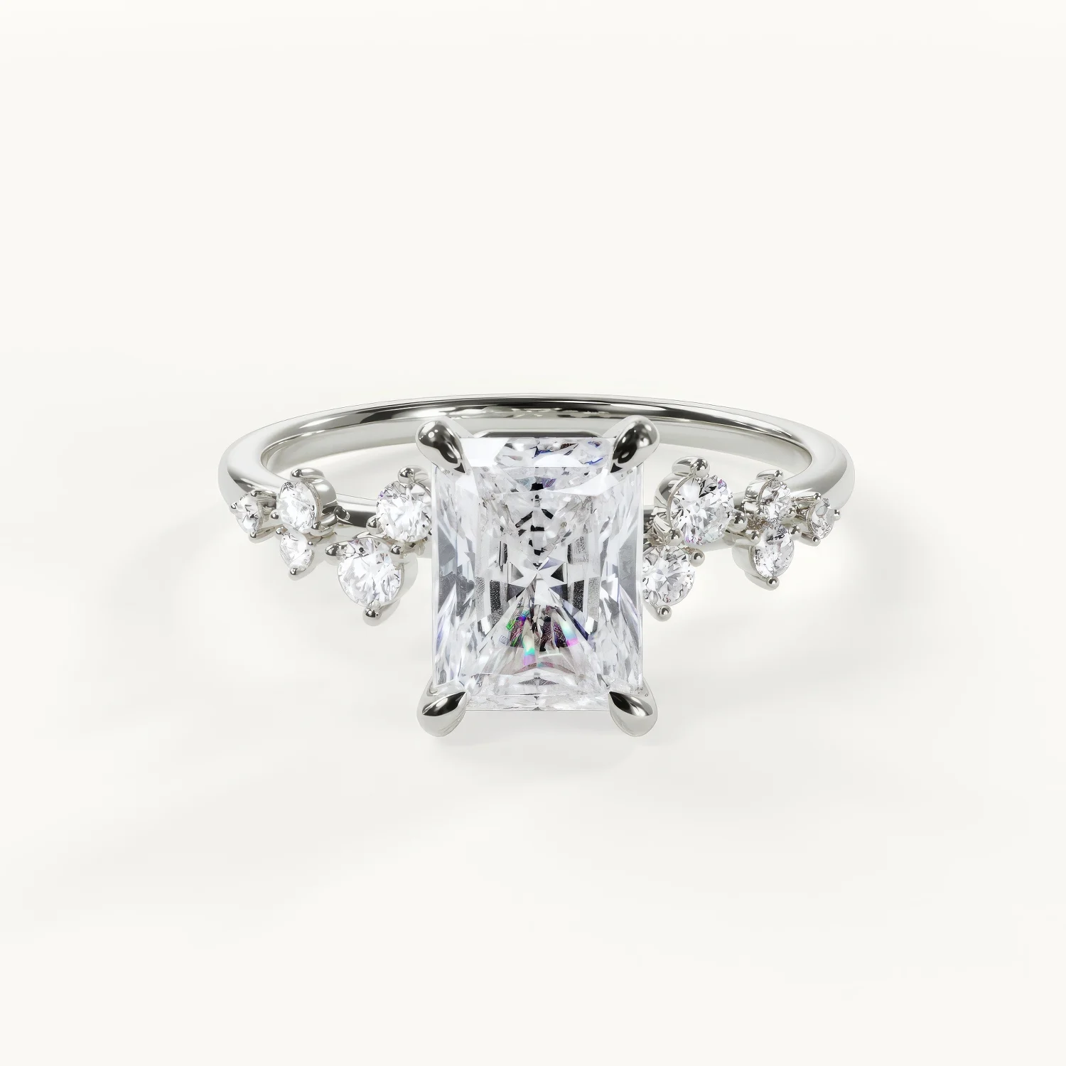 Eleganter Diamantring mit rechteckigem Stein