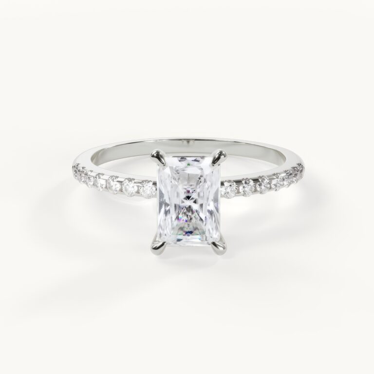 Elegant ring with a rectangular diamond