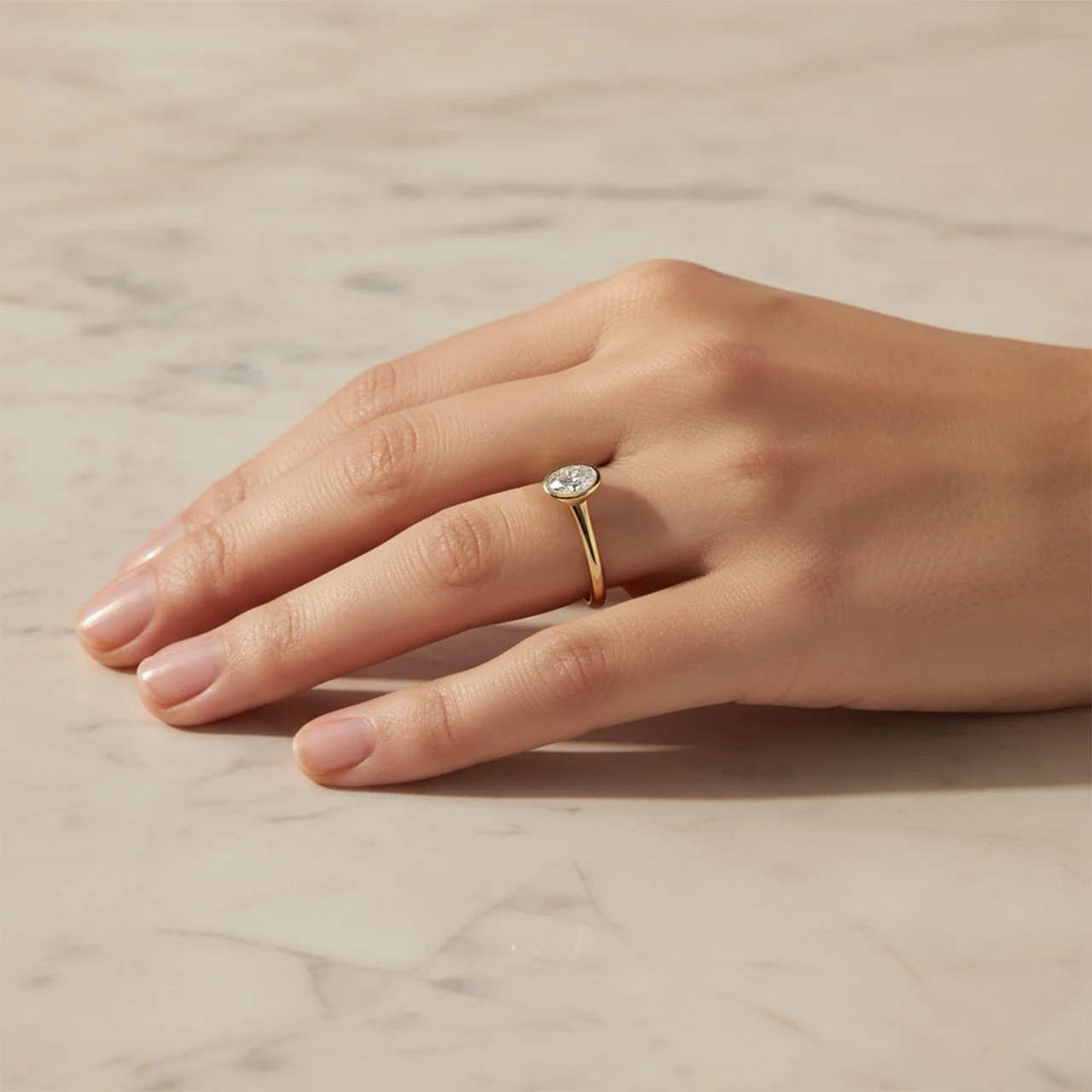 Elegant gold ring with a diamond