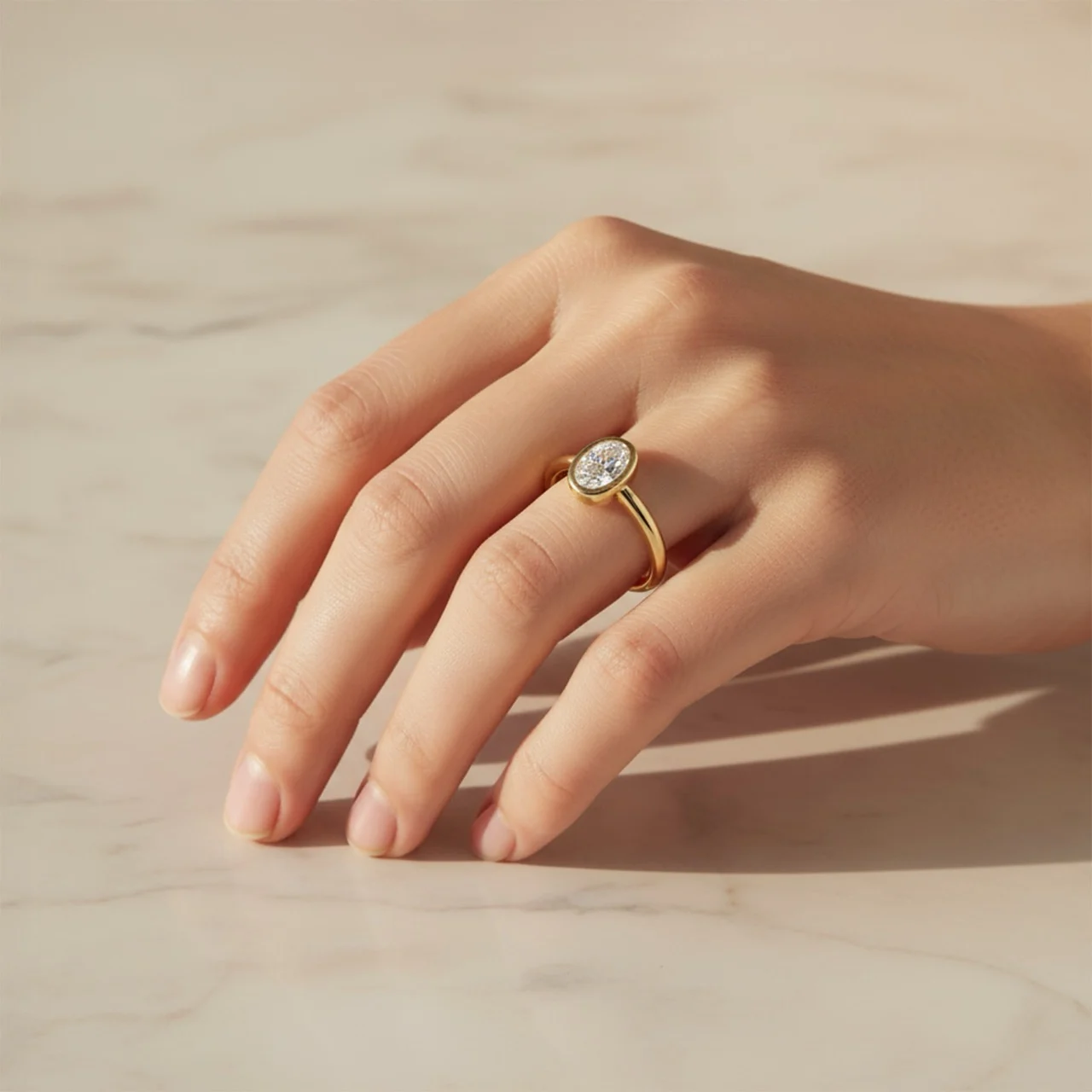 Elegant gold ring with a diamond