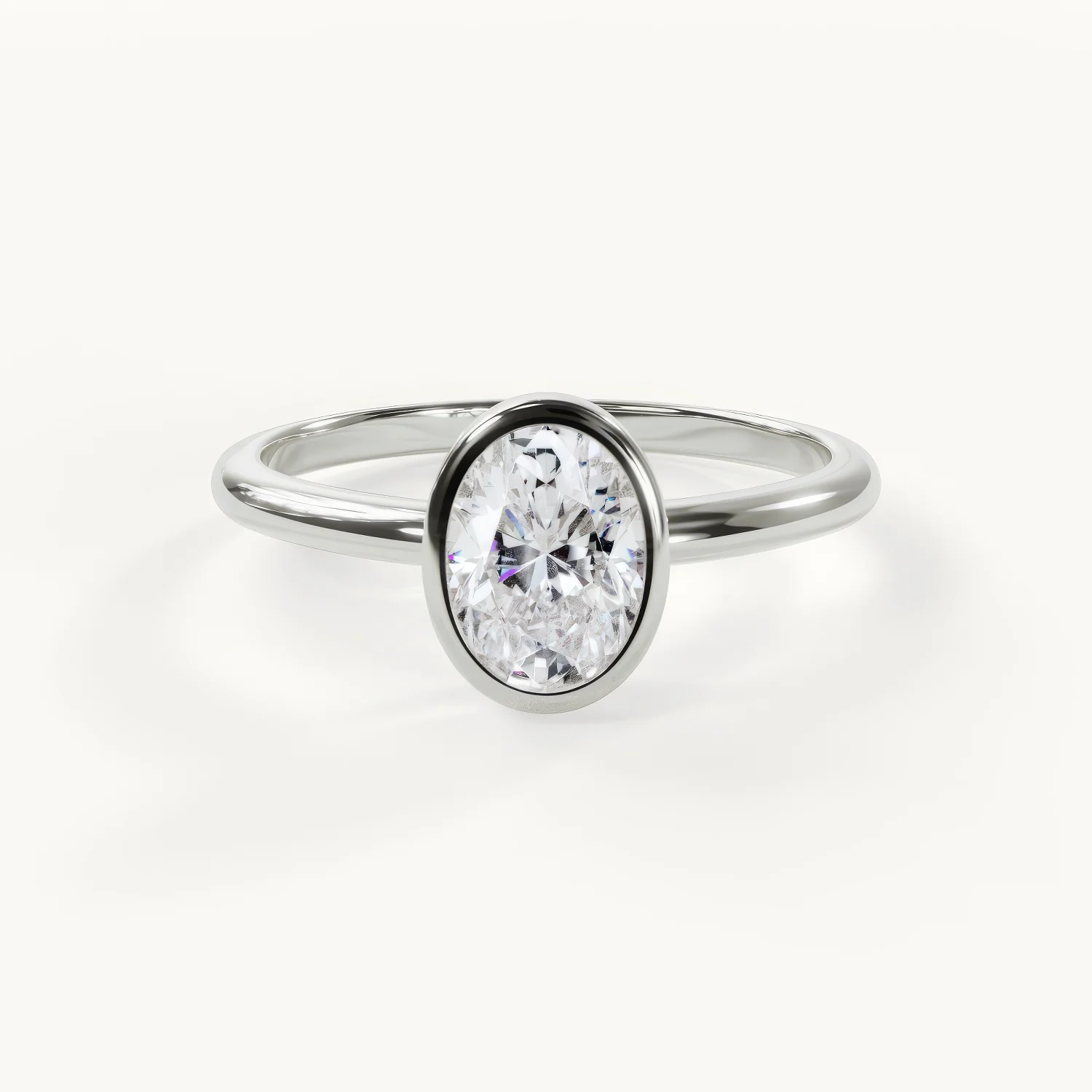 Bellezza Oval Bezel Verlobungsring in Weißgold
