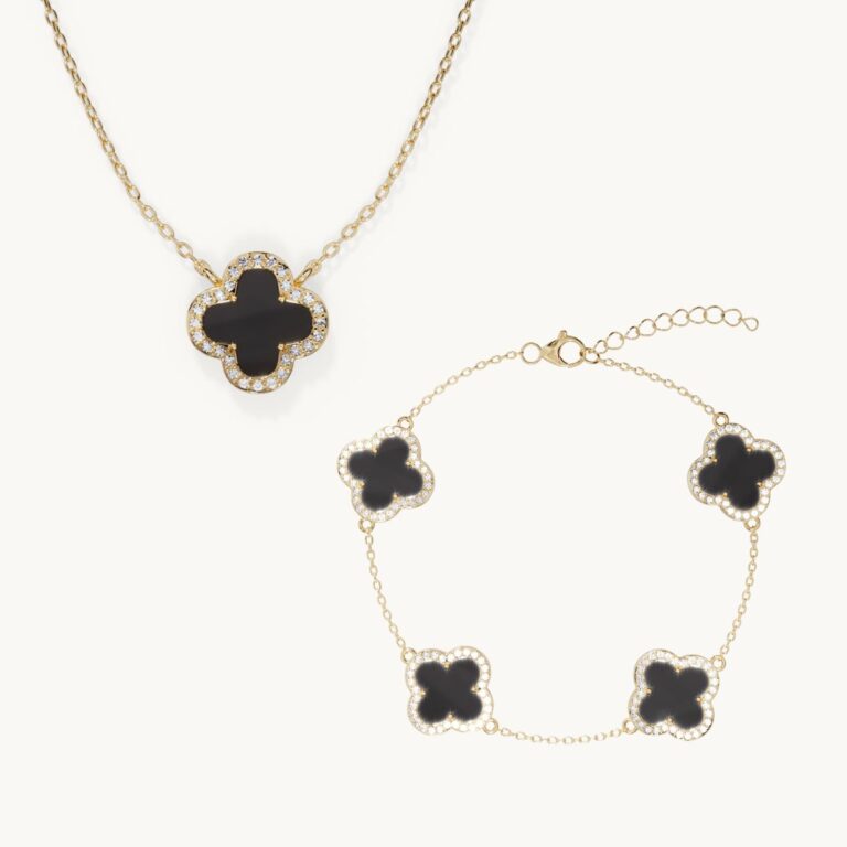Armband- en ketting-set met klavertjesmotief