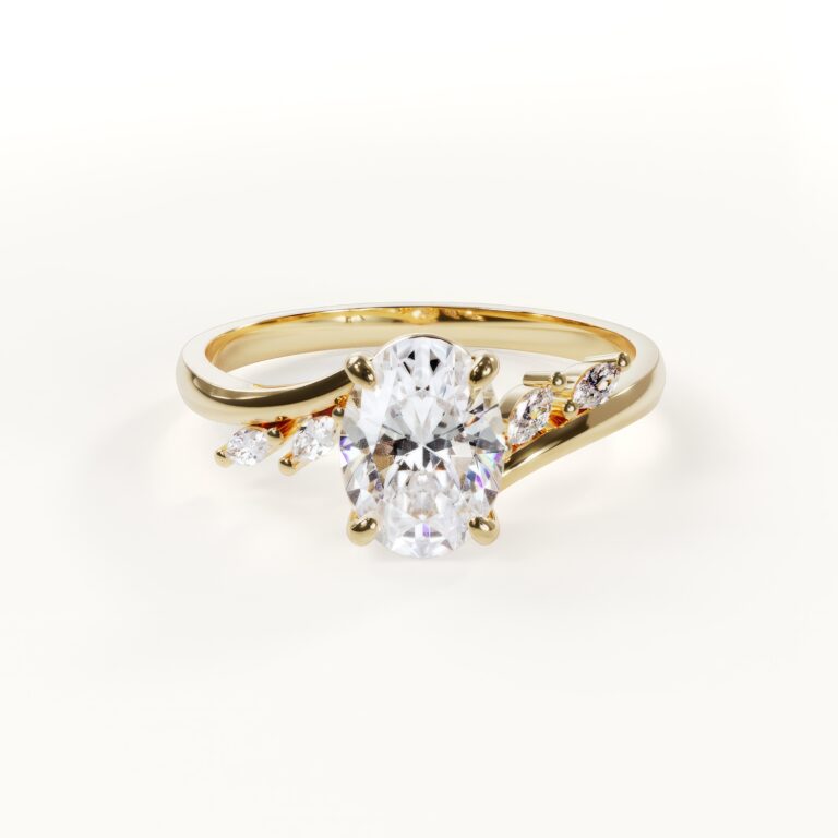 An elegant gold ring with diamonds.