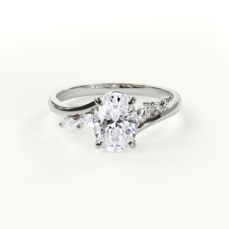 Elegant ring with an oval diamond