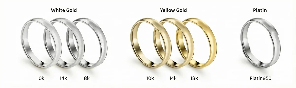 Weißgold und Platin Verlobungsringe im Vergleich