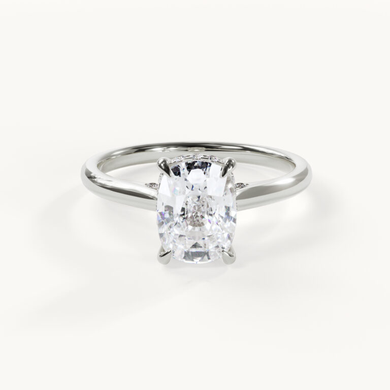 Elongated Cushion Ring in White Gold
