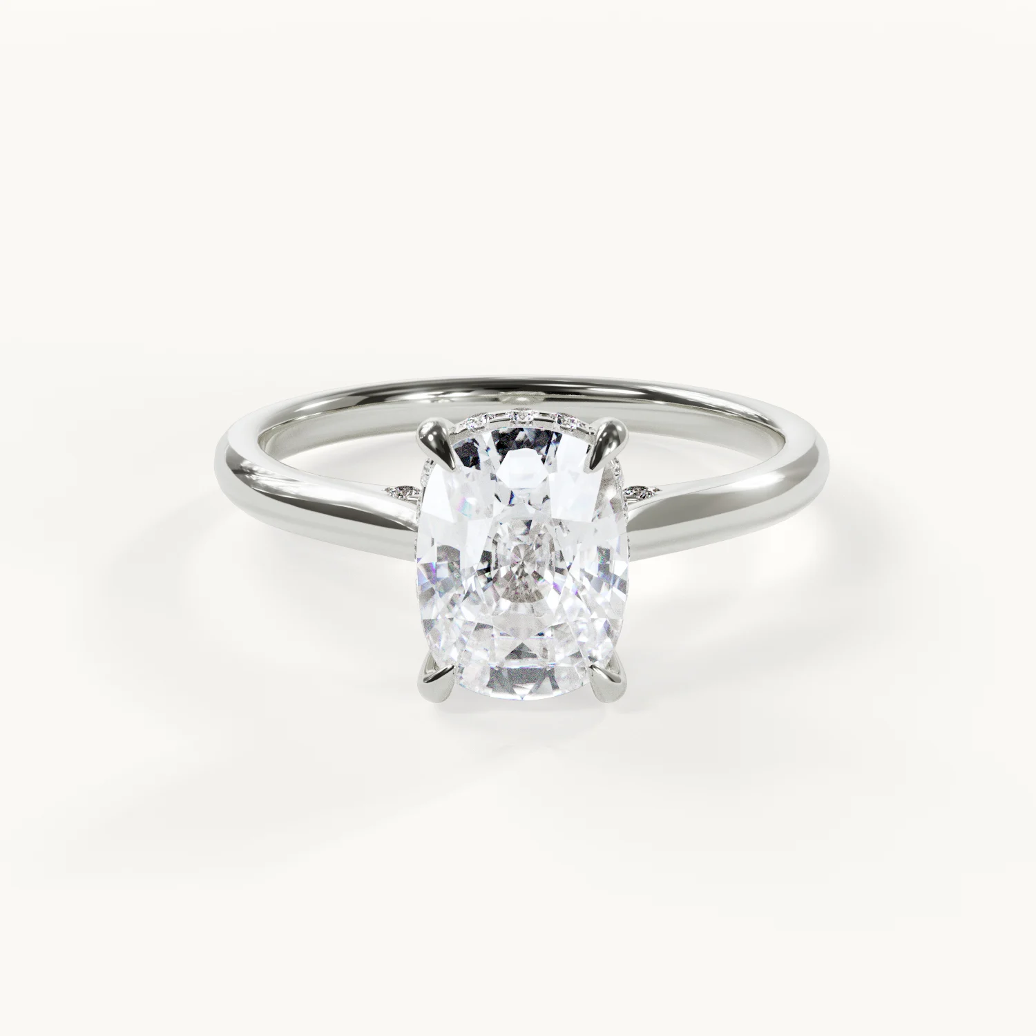 Elongated Cushion Ring aus Weißgold