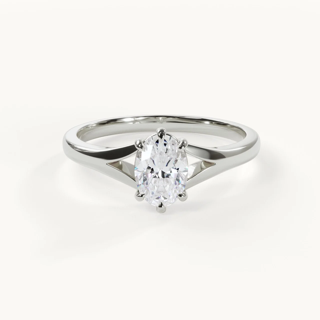 Align – Tapered Oval Solitär - Weißgold / Platin, 1 ct.