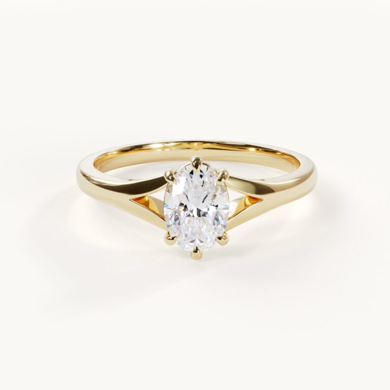 Align – Tapered Oval Solitaire – Ovale verlovingsring van massief goud | Velur
