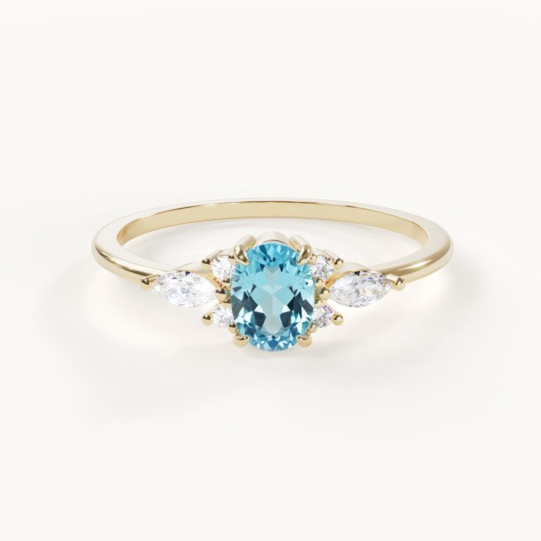Elegante ring met aquamarijn en diamanten