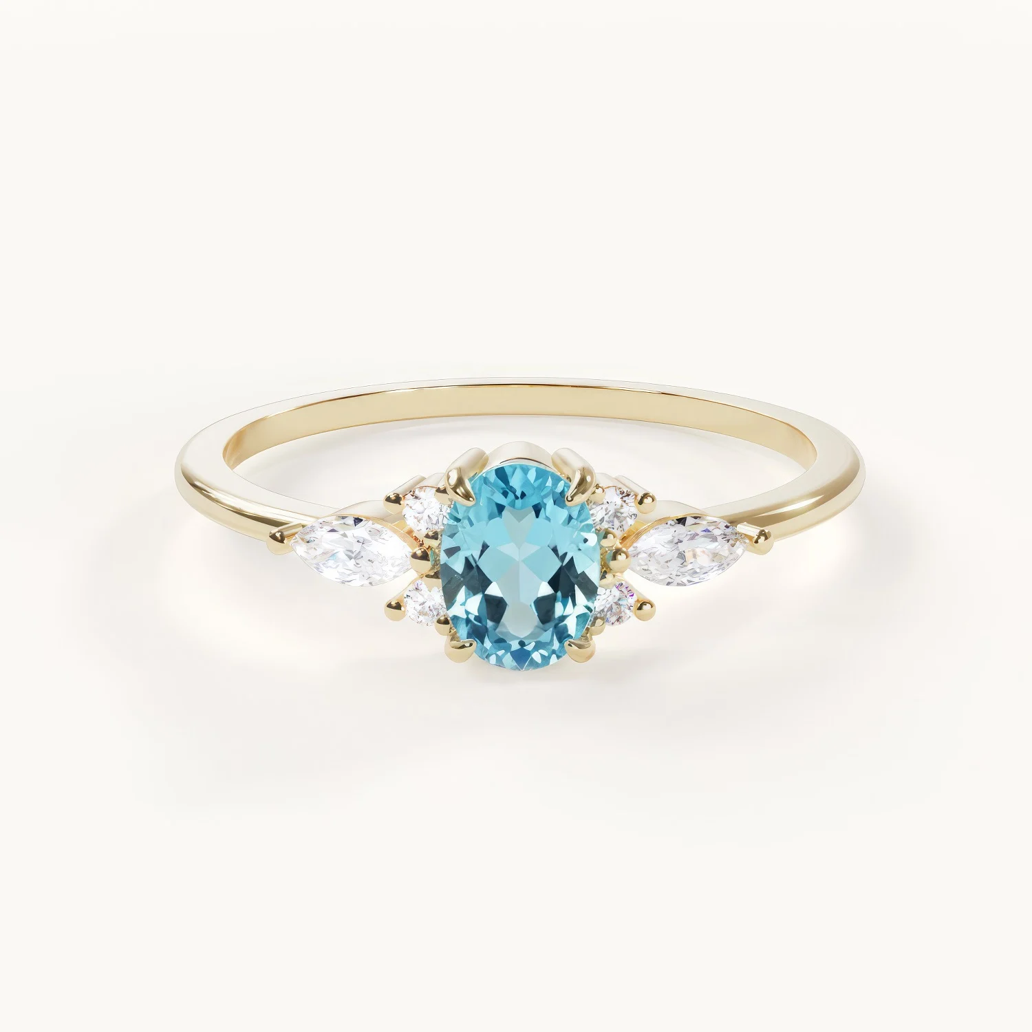 Aquamarin Geburtsstein-Ring von Velur im hellblauen März-Farbton
