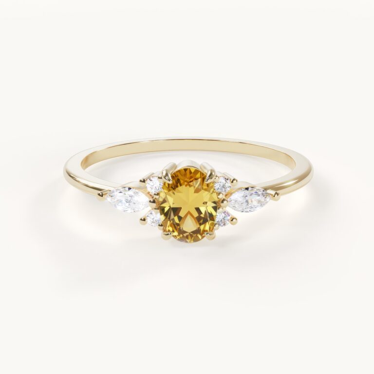 Elegante ring met citrien en diamanten