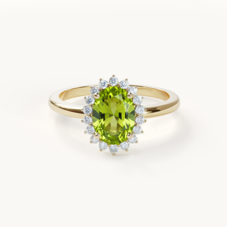 Groene ring met diamanten rand