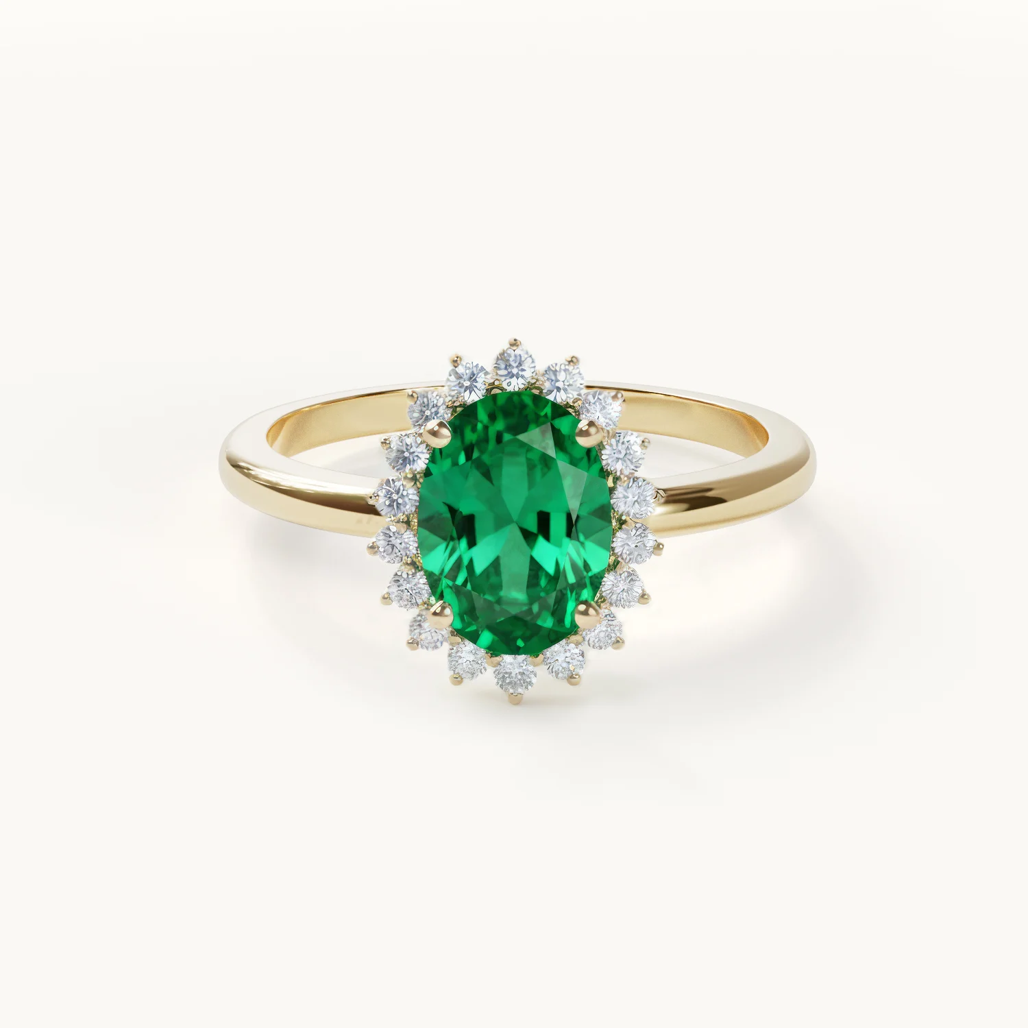 Green Ring Set with Diamonds