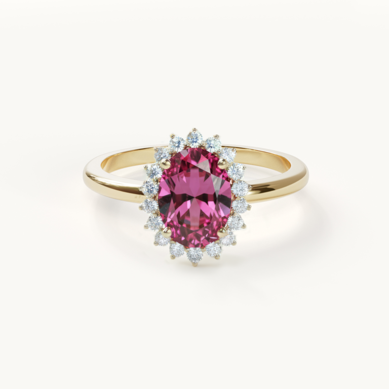 Ring met roze edelsteen en diamanten