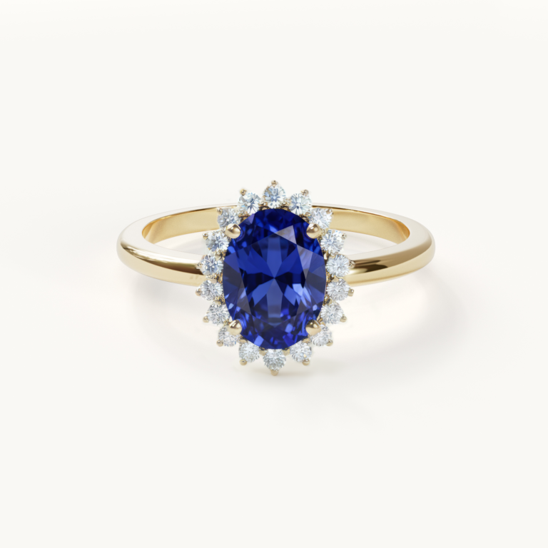 Blauwe ring met diamanten