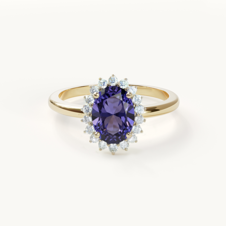 Eleganter Ring mit lila Stein.