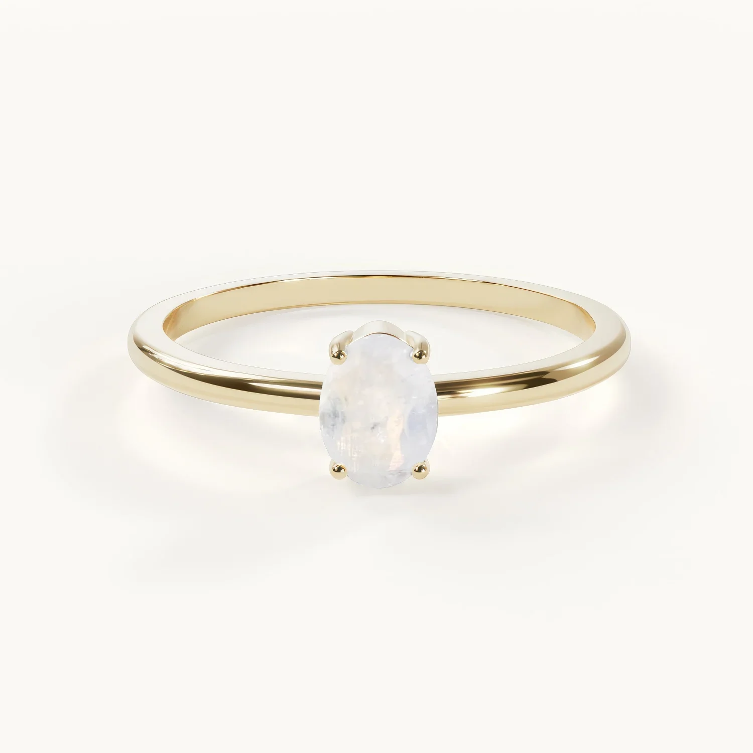 Muse Lumière Verlobungsring mit Mondstein Seitenansicht – Geburtsstein Trilogy Ring von Velur