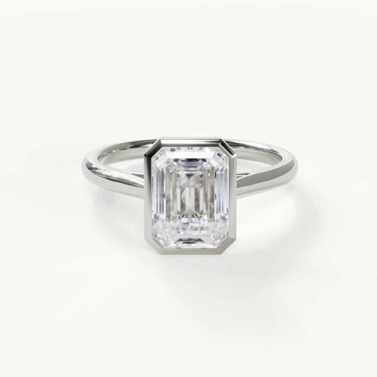 Solace - Emerald Bezel Ring - White Gold / Platinum, 1.5 ct.