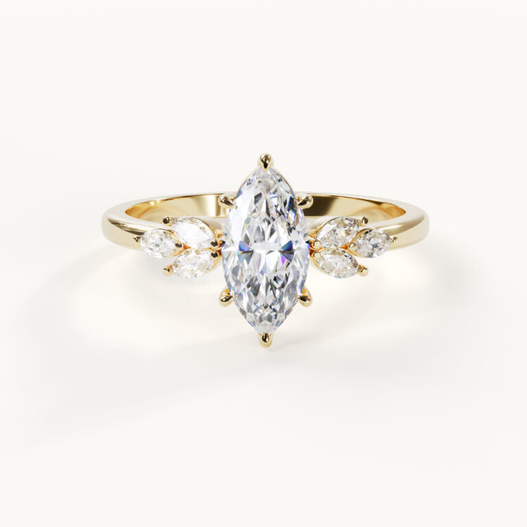 Elegant Marquise Diamond Ring with Accent Stones