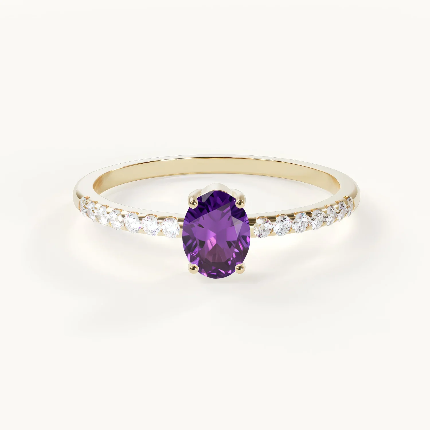 Velur Aveline Éternité Birthstone Ring with Amethyst in Gold