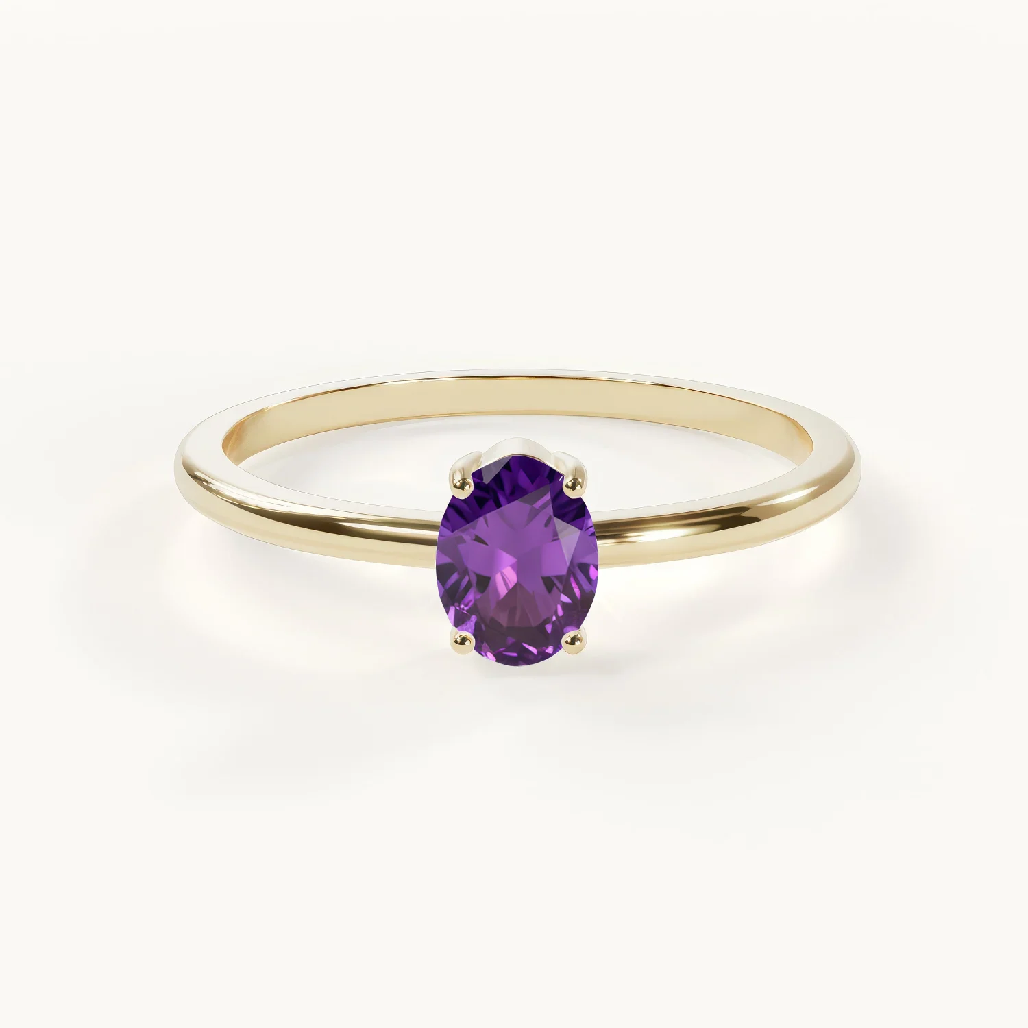 Velur Muse Aurora Birthstone Halo Ring with Amethyst in Gold