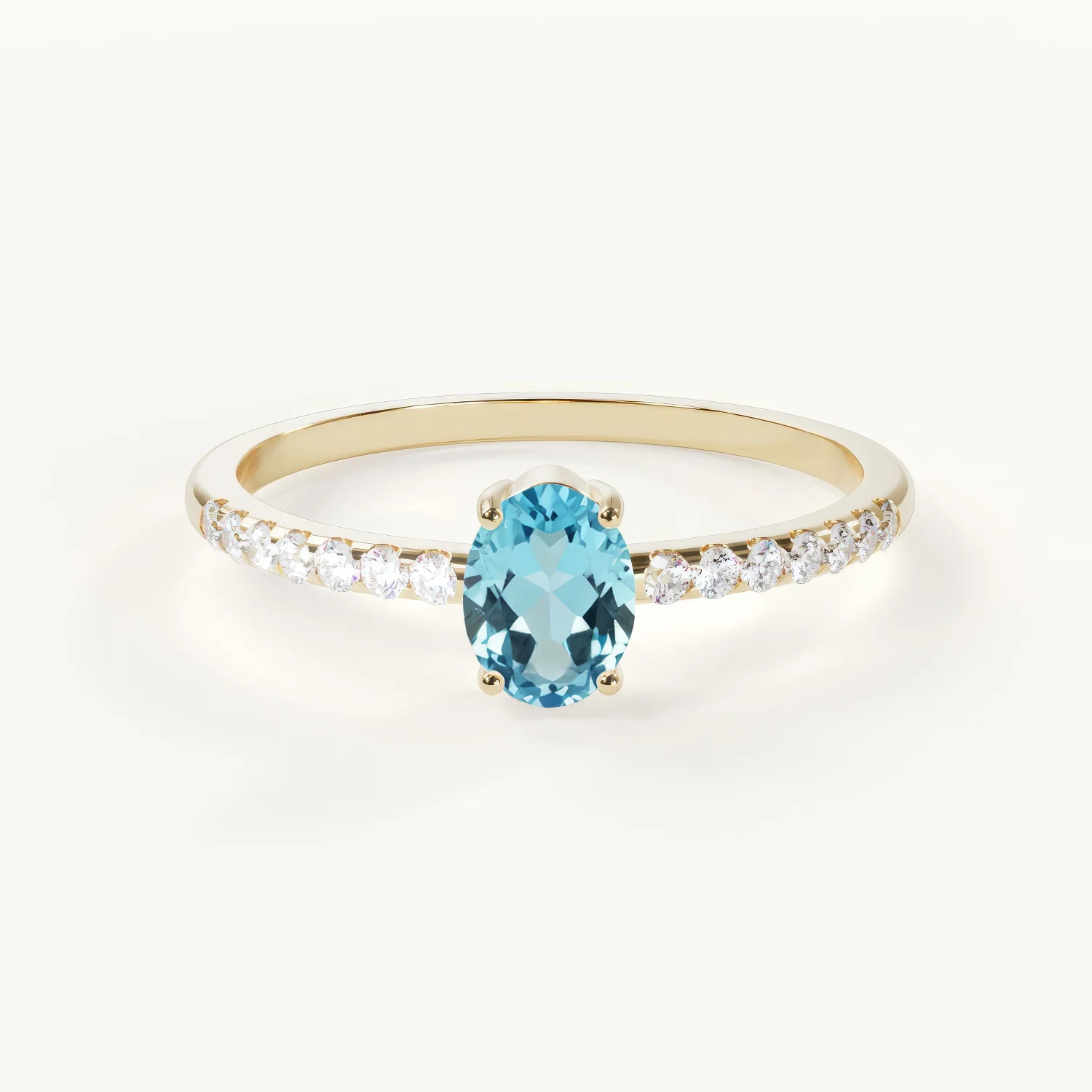 Velur Aveline Éternité Birthstone Ring with Aquamarine in Gold