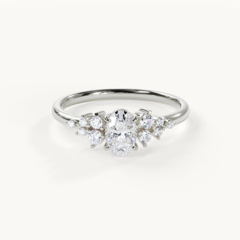 Élora – Oval with Accent Stones – White Gold / Platinum, 0.5 ct.