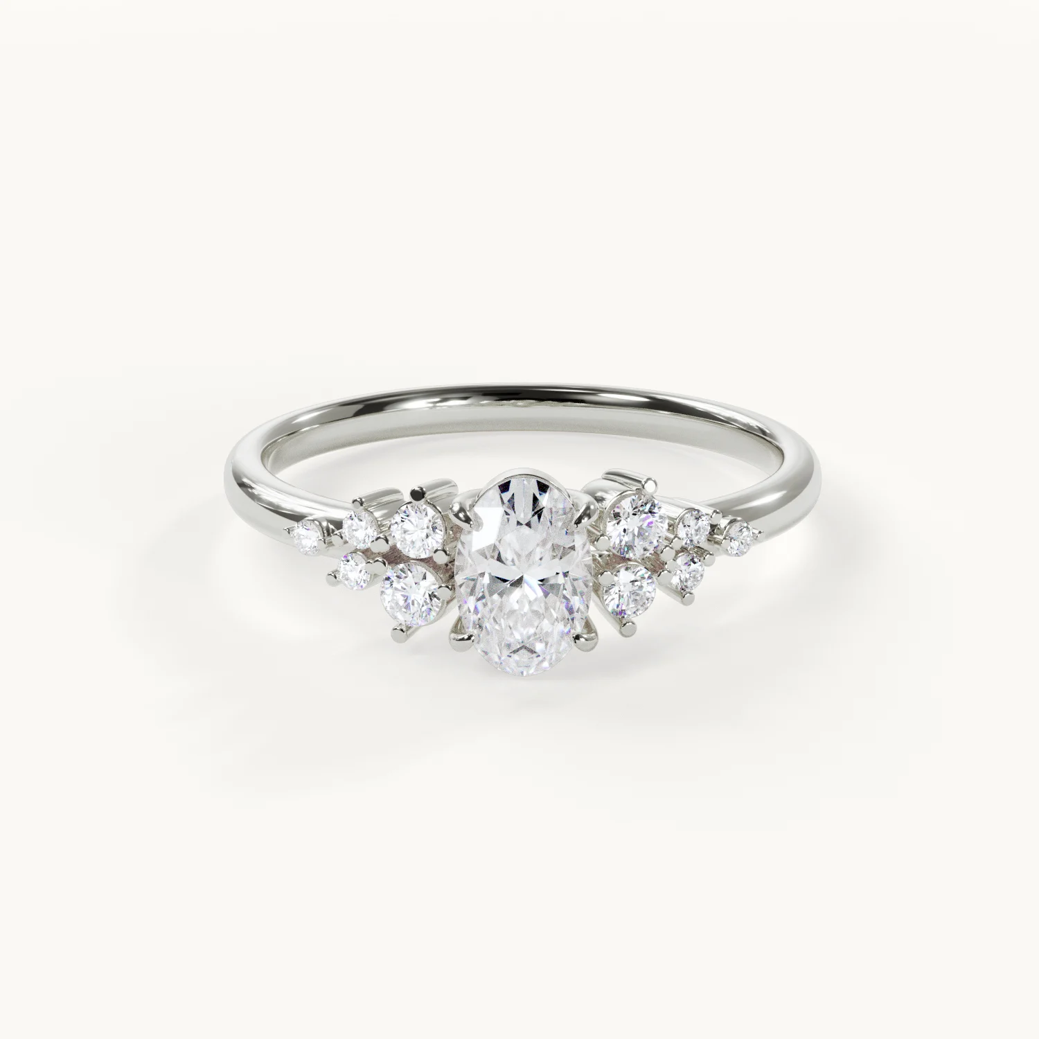 Élora – Oval mit Akzentsteinen - Weißgold / Platin, 0,5 ct.