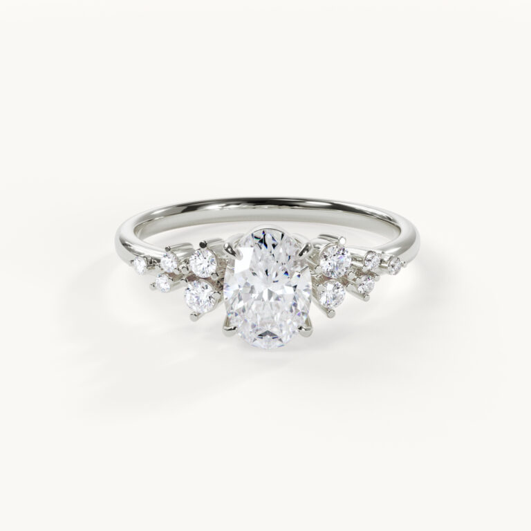 Élora – Oval mit Akzentsteinen - Weißgold / Platin, 1 ct.
