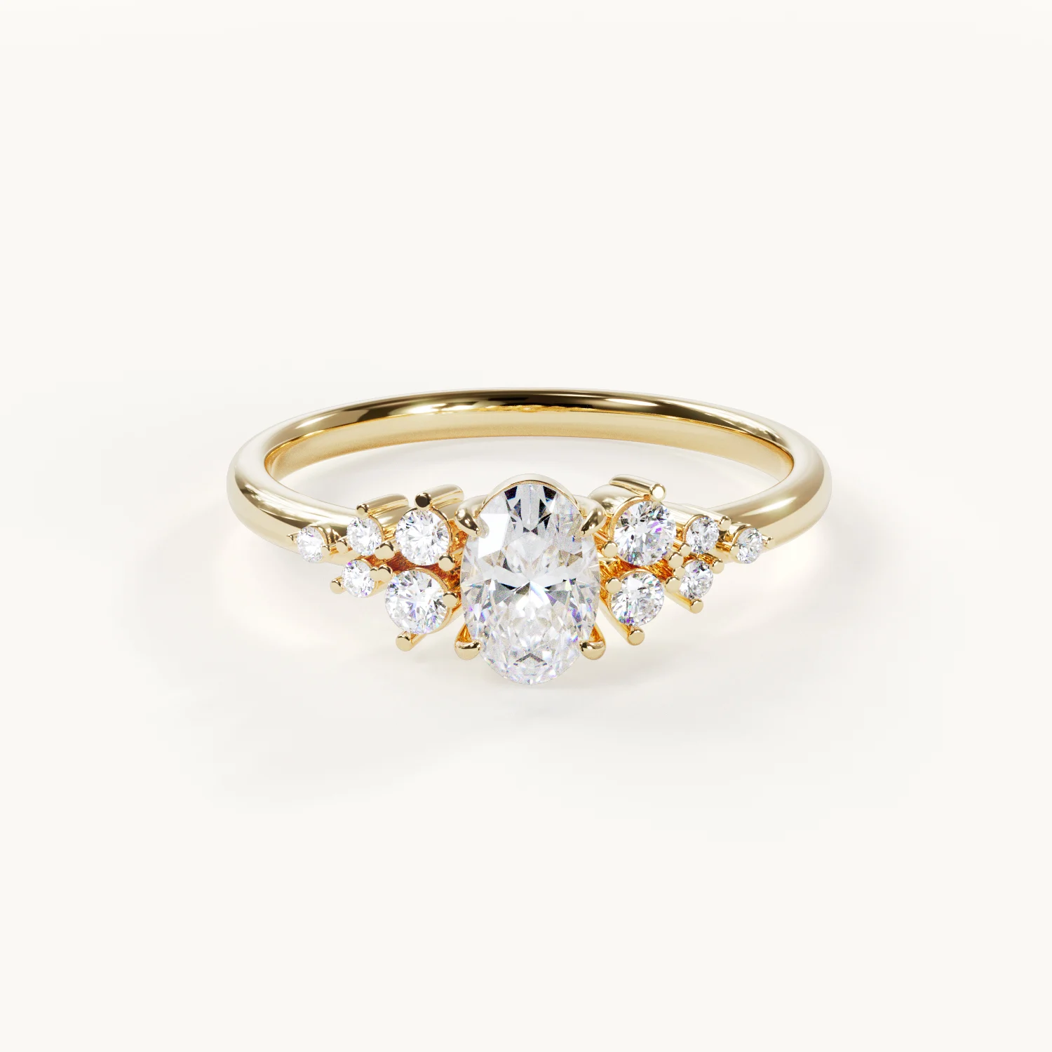 Élora – Oval mit Akzentsteinen - Gelbgold, 0,5 ct.