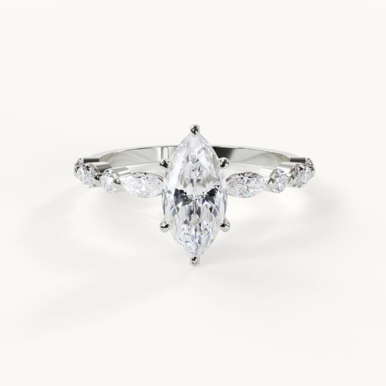 Rêverie Marquise Solitaire Engagement Ring in White Gold with a 1-Carat Moissanite in the Selena Gomez Style